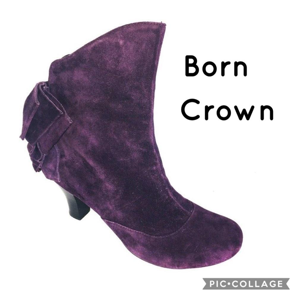 BORN Crown Purple Suede Heeled Booties